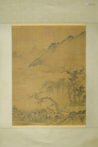 A Chinese scroll depicting a landscape