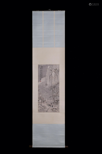 A Chinese scroll depicting a snow landscape