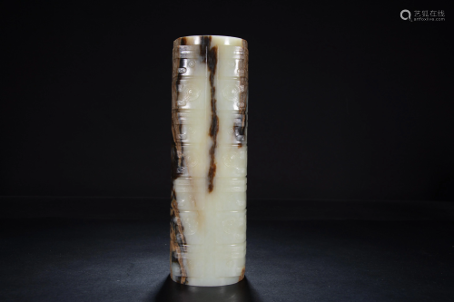 A Chinese grey jade cong