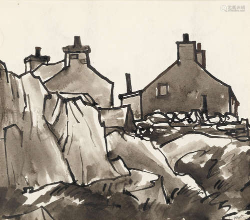 Sir Kyffin Williams R.A. (British, 1918-2006) Houses, Bryn R...