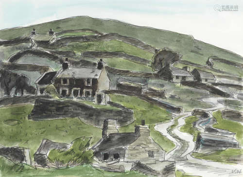 Sir Kyffin Williams R.A. (British, 1918-2006) Cottages Waunf...