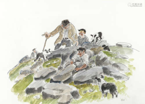 Sir Kyffin Williams R.A. (British, 1918-2006) The Lost Sheep