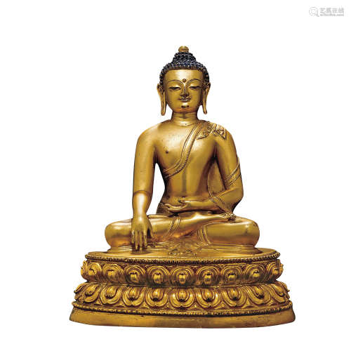 明 銅鎏金釋迦牟尼佛坐像