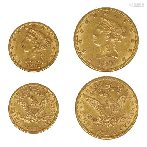 美國華工（小冠）（鷹幣）10圓5圓各一枚 組套紀念金幣
