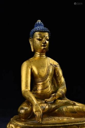 A Chinese gilt bronze Sakyamuni