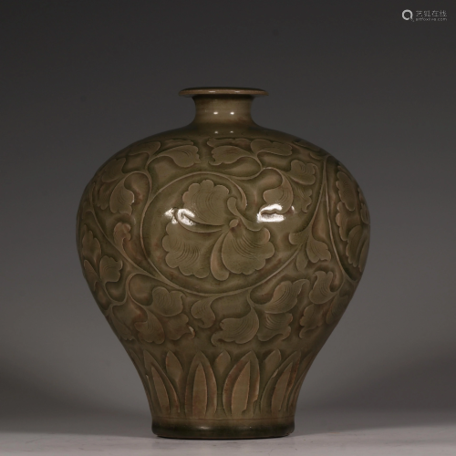 Song style Yaozhou Kiln Carved Plum Vase