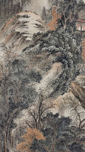 Pu Zuo Inscription, Landscape Vertical Painting