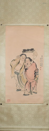 A Chinese scroll depicting He He brothers