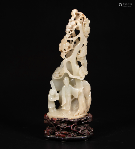 A Chinese jade carving group of figures