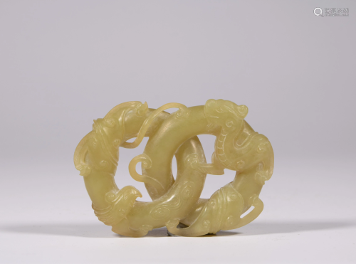 A Chinese celadon jade carving of a 'Dragon and