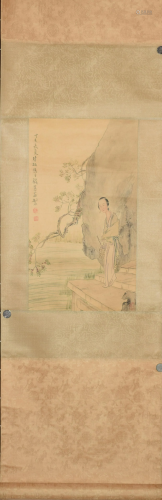 A Chinese scroll, a beauty along the riverside