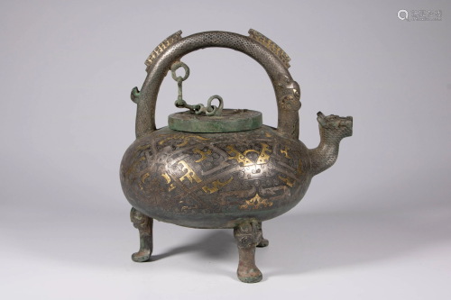 A Chinese gilt and silver layered bronze vessel