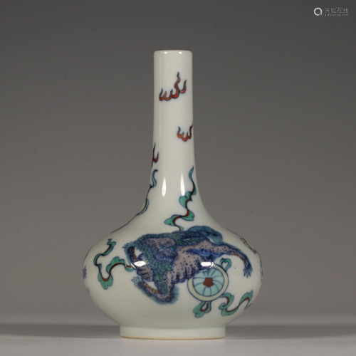 A Chinese doucai bottle vase with lions