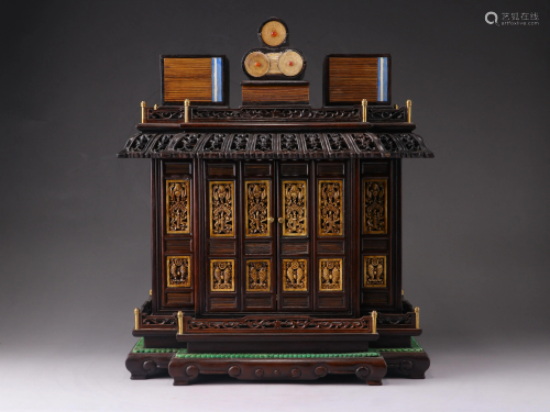 A Chinese zitan wood cabinet