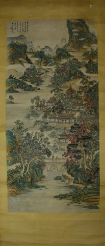 A Chinese scroll depicting a scenery
