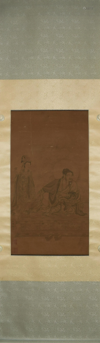 A Chinese scroll depicting figures