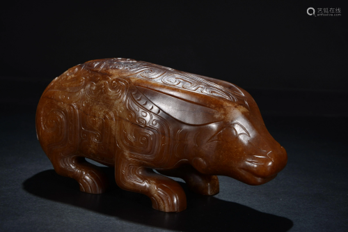 A russet jade carving of a rabbit
