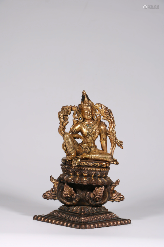 A Chinese imperial gilt bronze figure of Green Tara