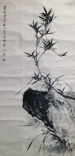 毓岳（b.1954） 兰竹 水墨纸本 镜片