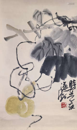 尹沧海（b.1966） 葫芦 设色纸本 立轴