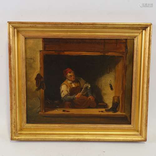 19th century Continental School, The Cobbler, oil on canvas,...