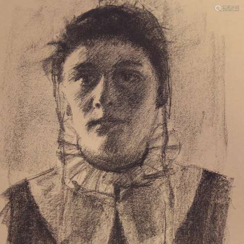 Norman Garstin (1847 - 1926), Breton girl, lithograph on pap...