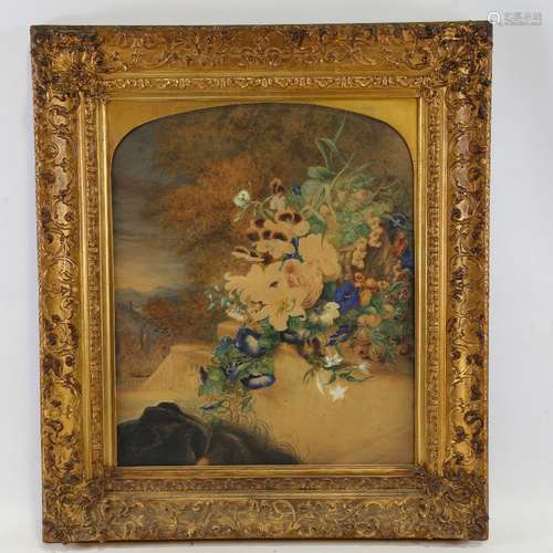 ... Hunt, mid-19th century watercolour, still life, flowers ...