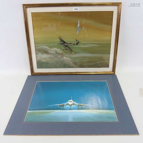 Peter Newton, Mosquito aircraft in flight, watercolour, sign...