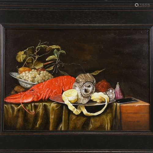 Chris Watson, still life with mobile phone, oil on panel, im...