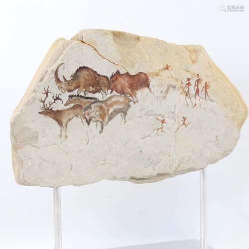 Chris Watson, Cave Art, stone/paint on metal and silvered wo...