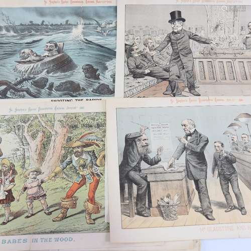 Tom Merry (circa 1852 - 1902), 6 colour lithographs, politic...