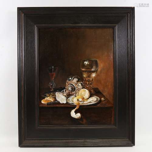 Chris Watson, still life with mobile phone, oil on wood pane...