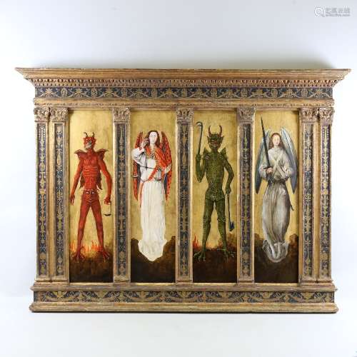 Chris Watson, Angels and Demons, series of 4 oils on wood pa...
