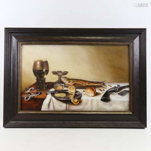 Chris Watson, still life with mobile phone, oil on wood pane...