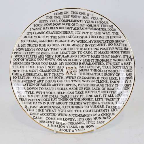 Grayson Perry, 100% Art, printed ceramic plate, Sainsbury Co...