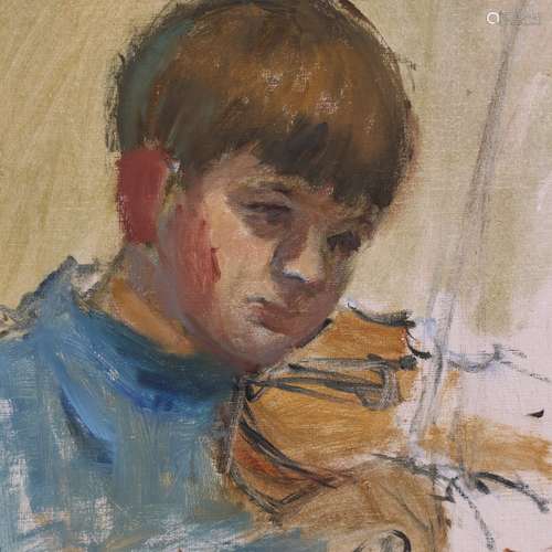 Follower of Isaac Israels, oil on canvas, portrait of a boy ...