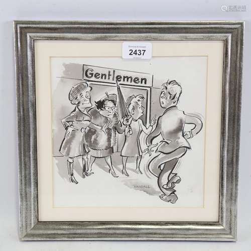 Randel, original ink and wash cartoon drawing, 8