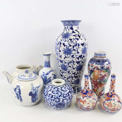 A group of Chinese porcelain items (8 A/F), largest vase hei...