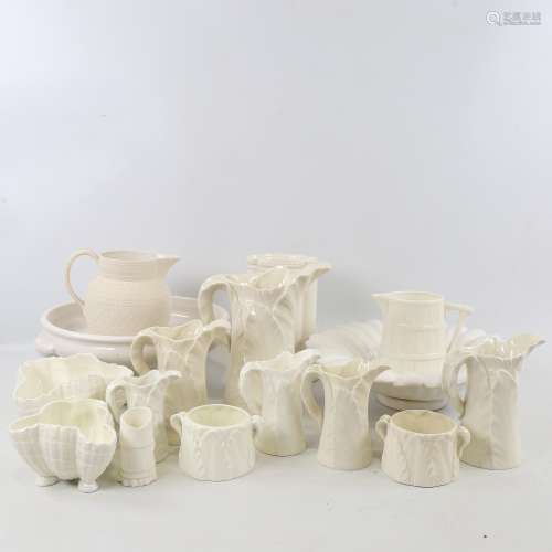 A collection of white glaze ceramics, including a Wedgwood b...