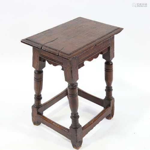 3 similar Antique oak joint stools, height 52cm