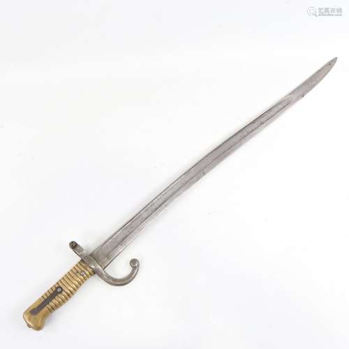 A French 1868 pattern sword bayonet with brass hilt