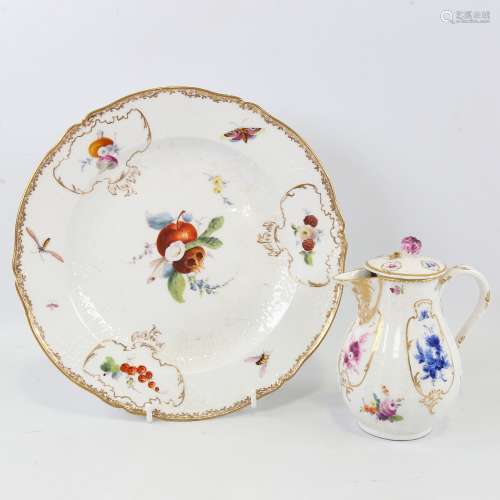 A 19th century Meissen white glaze porcelain jug and cover, ...