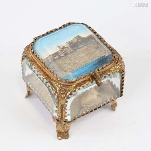 A 19th century French gilt-metal trinket display case, the l...