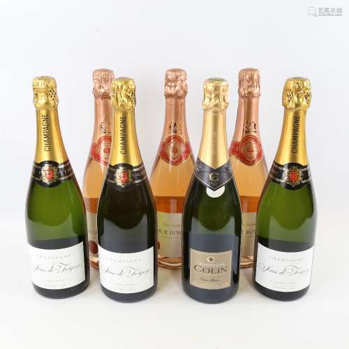 7 Bottles of sparkling wine, 4 Non Vintage Champagne and 3 W...