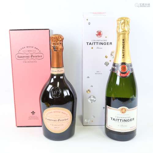 2 bottles of boxed Non Vintage Champagne, Laurent Perrier Cu...