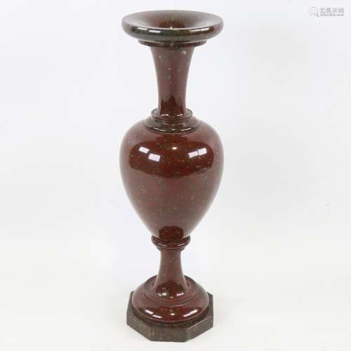 A Victorian rouge marble ornamental vase, height 28cm Severa...
