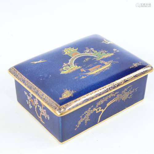 Carlton Ware Bleu Royale ceramic box and cover, 13cm x 10cm ...