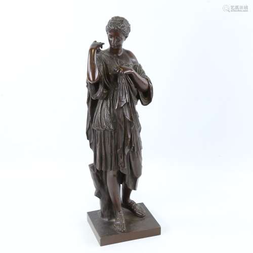 A 19th century patinated bronze sculpture, standing Greek fi...