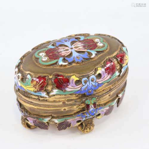 A 19th century French gilt-brass and champleve enamel jewel ...