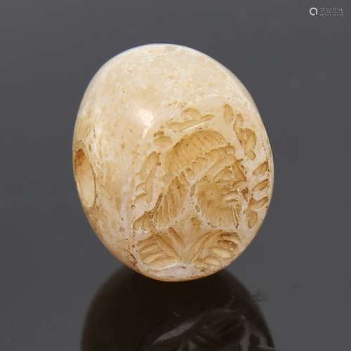 Roman agate pendant seal, intaglio carved head portrait of a...